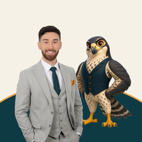 Erdem Şahin mit seinem Falken-Maskottchen
